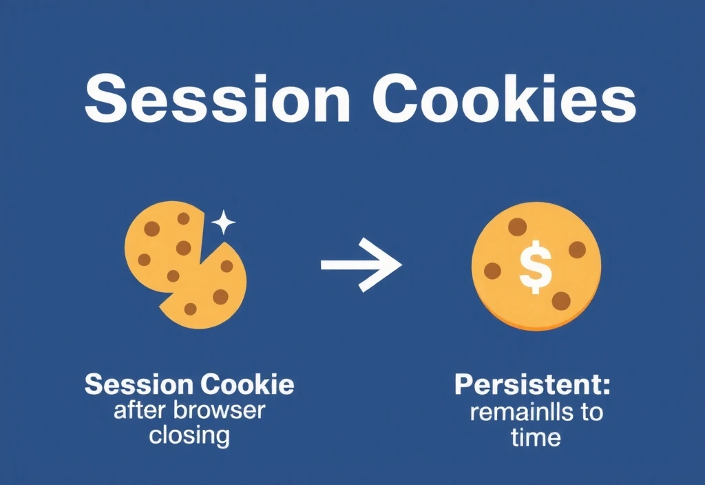 Infografik, die die Unterschiede zwischen Sitzungs- und permanenten Cookies zeigt.