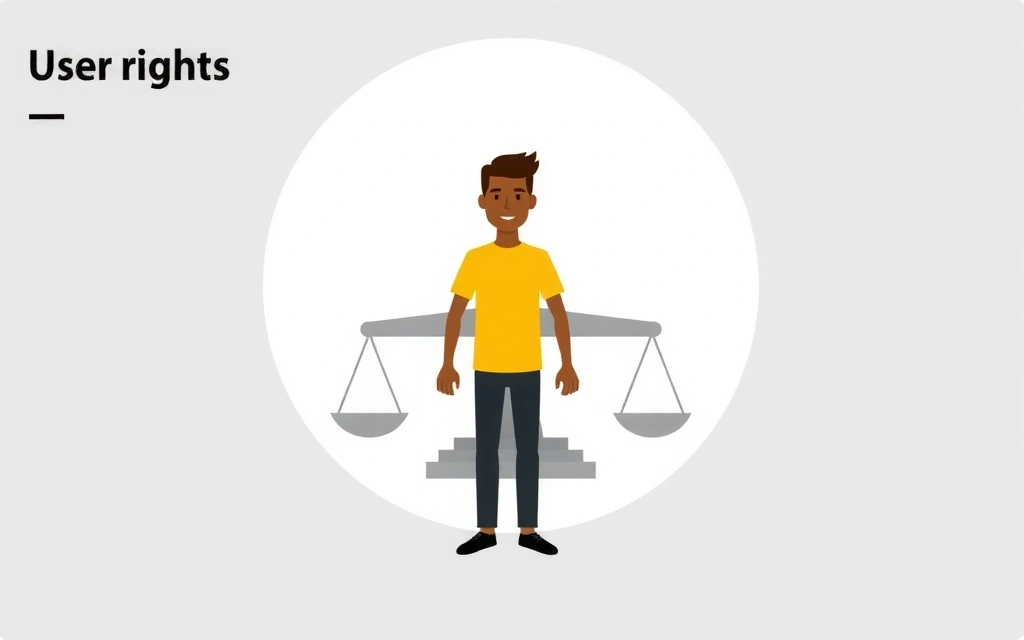 Illustration einer Person, die ihre Rechte mit einem Waage-Symbol wahrnimmt