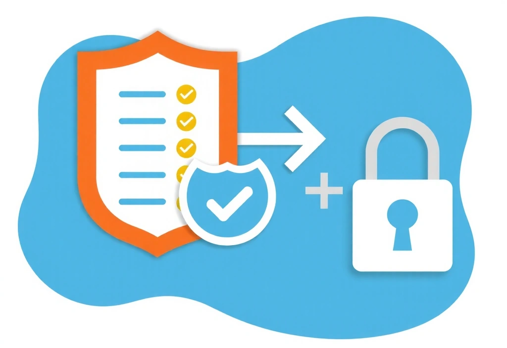 Illustration einer sicheren Datenübertragung und eines Schlosses
