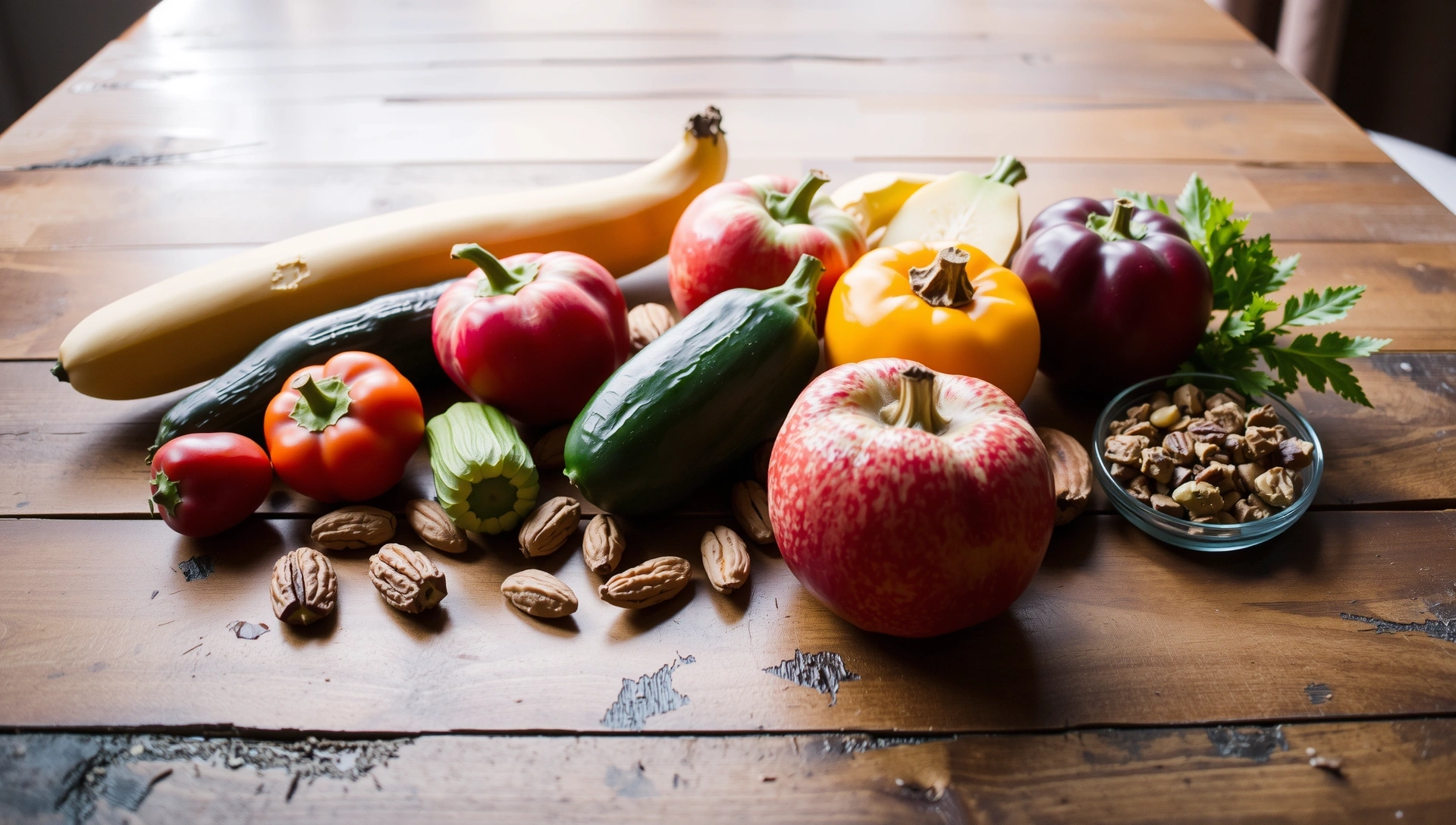 Frische, gesunde Lebensmittel, die Vitalität und Wohlbefinden symbolisieren